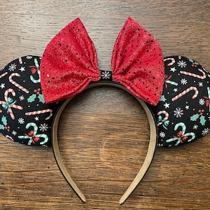 Holiday Minnie Ears / Christmas Minnie Ears / Candy Cane Minnie Ears / Plush Minnie Ears / Winter Mouse Ears