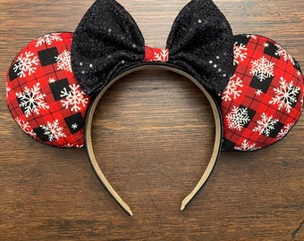 Christmas Minnie Ears, Buffalo Plaid Disney Ears, Disney  display picture 2
