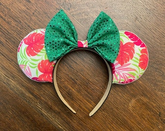 Tropical Minnie Ears  / Lilly Inspired Minnie Ears / Flower and Garden Ears  / Mickey Floral Ears / Palm Leaf Ears