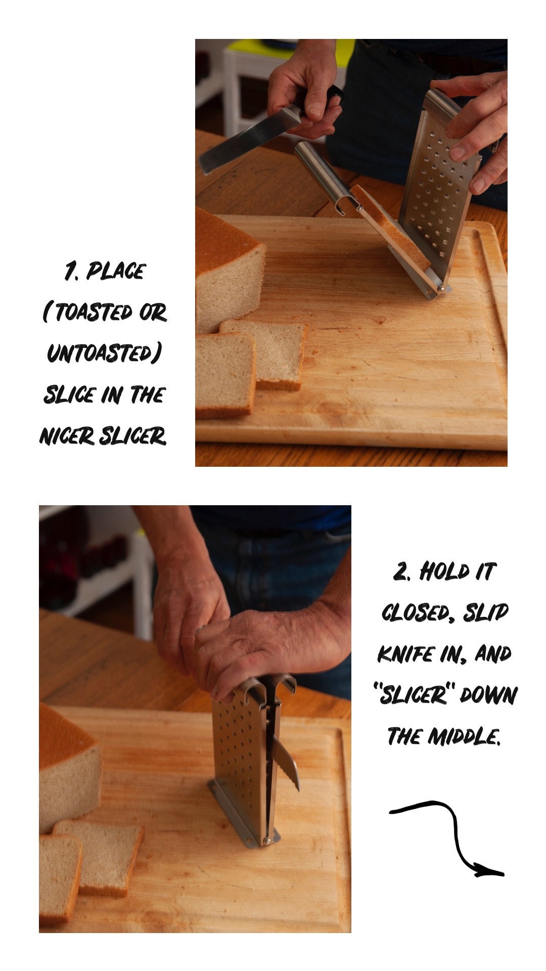 Stainless Steel Bread Slicer - Thin Slice Toast & Bagels