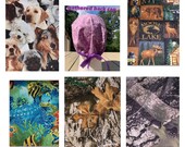 Gathered Back Medical Surgical Scrub Hat Cap - Camo - Dogs - Under The Sea - Fish - Turtle - Deer - Moose - Hunting