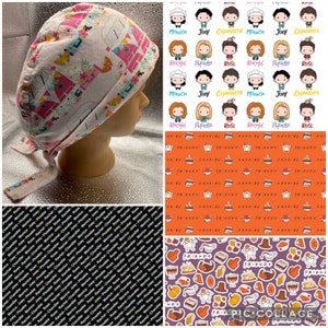 Friends Thanksgiving TV Show Woman’s Pixie Back surgical skull scrub hat cap