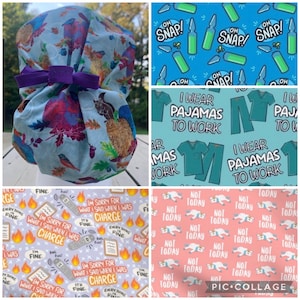 Ponytail Back Nurse Doctor oh Snap Not Today Unicorn PJs In Charge Scrub Hat