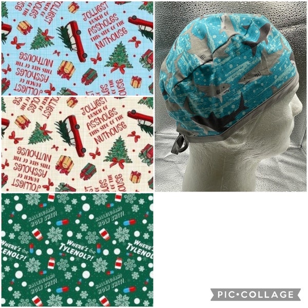 Men’s National Lampoon Christmas Vacation Christmas Movie Holiday Scrub Cap Hat Reversible option