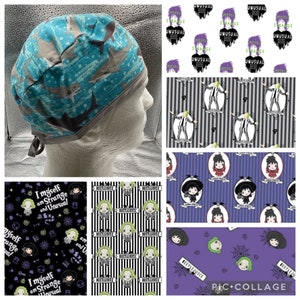Men’s unisex Beetlejuice Lydia 90s Movie pop culture Halloween medical surgical skull scrub hat