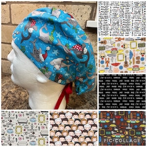 Woman’s Gathered Back Friends Funko surgical skull scrub hat cap