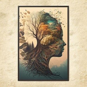 Mother Nature Canvas Wall Art, Tree of Life Yggdrasil Art Print, Tree of Life Art, Fantasy Art Print, Spiritual Mother Earth Magical-Fantasy