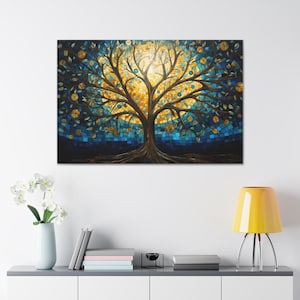 Yggdrasil Tree of Life Canvas: Stained Glass Style Art Print