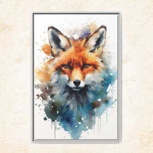 Watercolor Fox Canvas Art Print, Wildlife Decor, Fox Wall Art, Rustic Home Decor, Animal Lover Gift, Fox Wall Decor, Vibrant Fox Wall Art