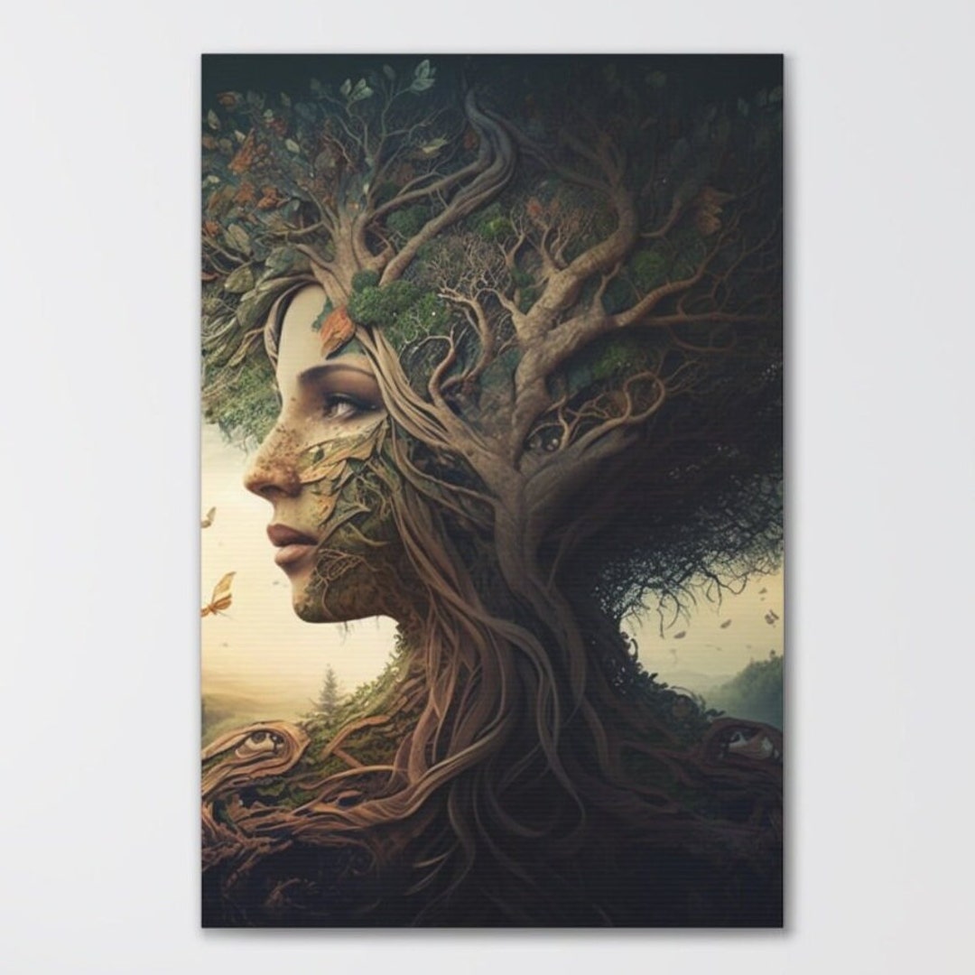 Mother Nature Wall Art, Tree of Life Canvas Art Print, Tree Yggdrasil ...
