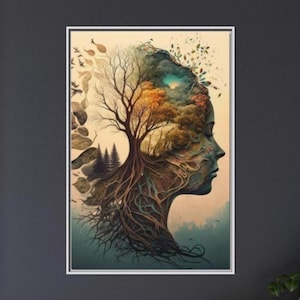 Boho Tree of Life Canvas Print, Spiritual Mother Nature Wall Art, Meditation Room Decor