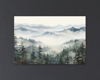 Forest Canvas Wall Art Pine Tree Print Snowy Forest Painting Nature ...