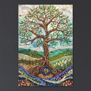Tree of Life Canvas Art: Stained Glass Effect, Yggdrasil Wall Decor