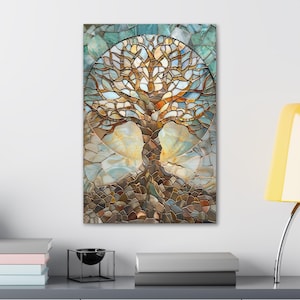 Yggdrasil Canvas Print: Stained Glass Effect Tree of Life Wall Art