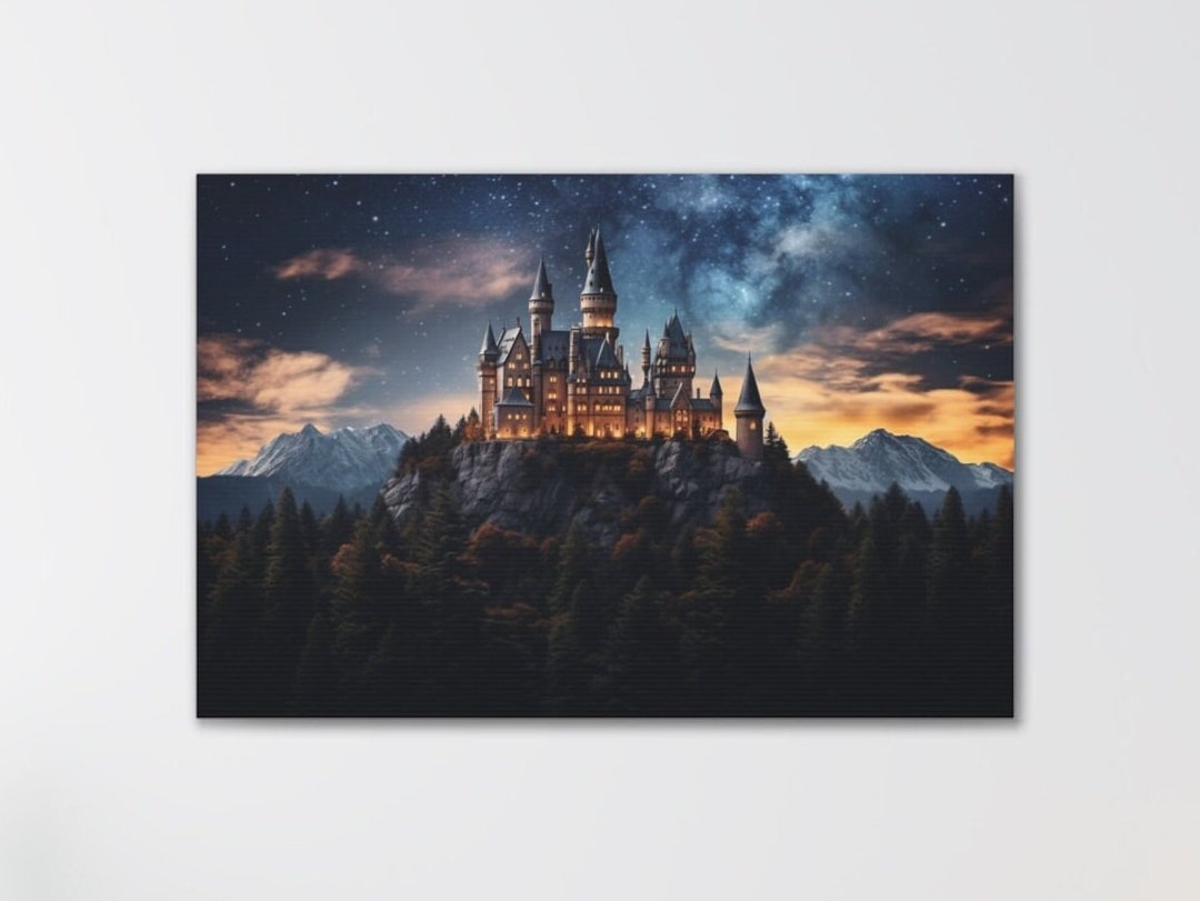 Wizard Castle Wall Art Castle Wizarding Canvas Wall Art Etsy