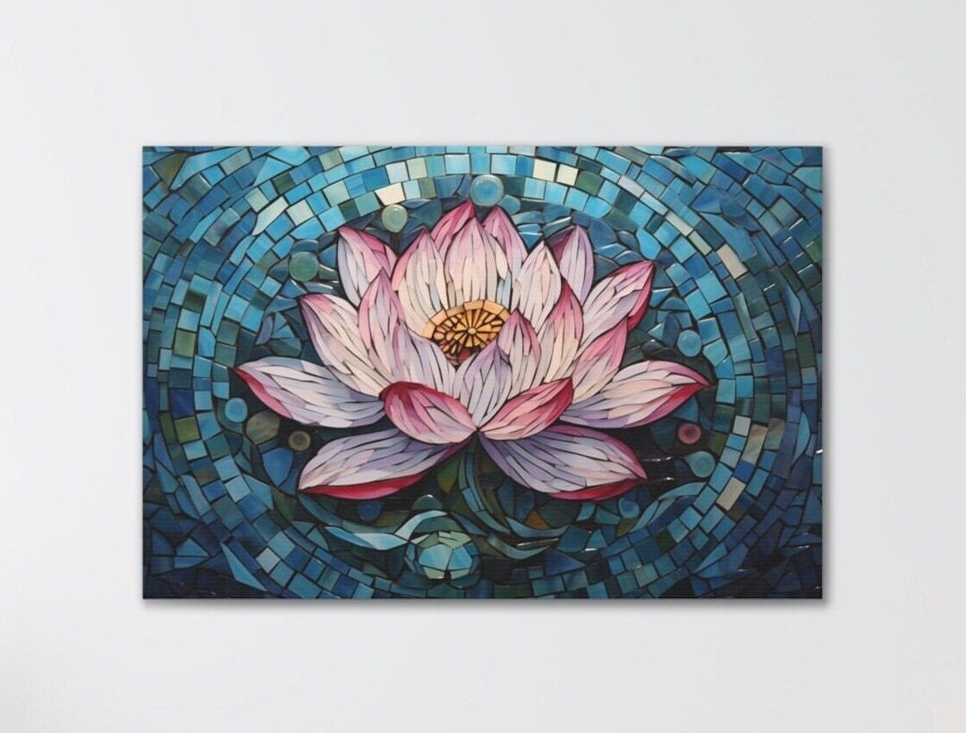 Lotus Flower Canvas Art Print, Lotus Flower Stained Glass Canvas ...