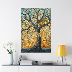 Yggdrasil Stained Glass Effect Canvas Art Print: Tree of Life Mythology