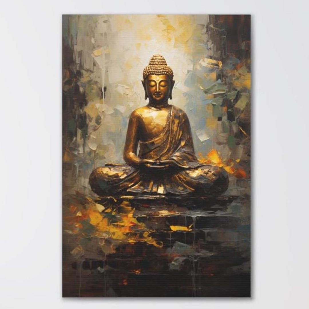 Gold Buddha Art Print: Abstract Zen Meditation Canvas - Etsy