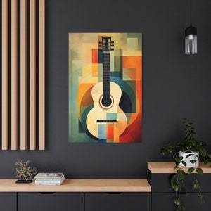 Abstract Guitar Canvas Print: Colorful Music Room Wall Art