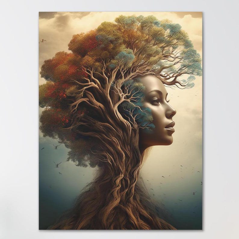 Tree of Life Fantasy Art, Mothearth Canvas Print, Mystical Nature ...