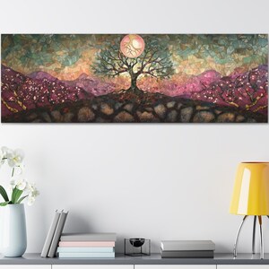 Yggdrasil Canvas Print: Stained Glass Tree of Life, Norse Mythology Art