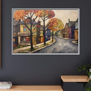 Colorful Cityscape Canvas Art Print, Abstract Cityscape, Colorful Cityscape Modern Decor, Colorful City Street Wall Art, Vintage Cityscape