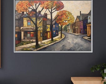 Colorful Cityscape Canvas Print: Abstract City Street Wall Art