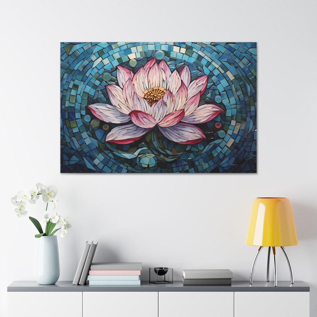 Mosaic Lotus Flower Canvas Art Print: Zen Buddhism Wall