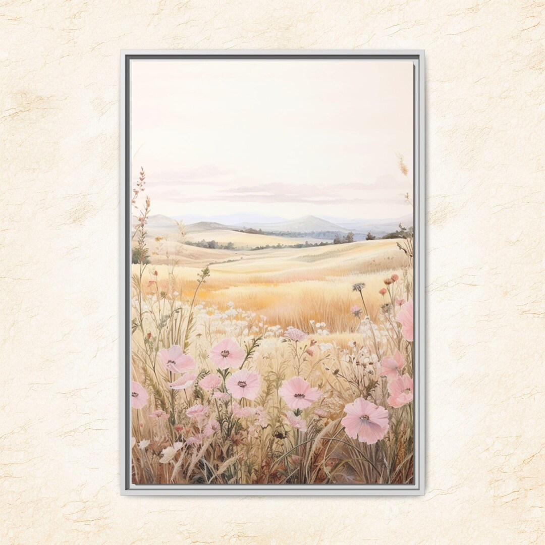 Pastel Wildflower Meadow Canvas Print: Serene Floral Landscape Art - Etsy