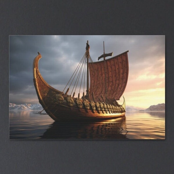 Viking Ship Canvas Print, Viking War Ship Canvas Wall Art, Viking Canvas, Nordic Home Decor, Viking Longship Canvas, Scandinavian Wall Decor
