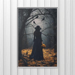 Witch&#39;s Walking in the Enchanted Forest, Witch&#39;s Forest Stroll Canvas Art Prints, Witch In Woods Wall Art Print, Occult Print, Spirit Witch
