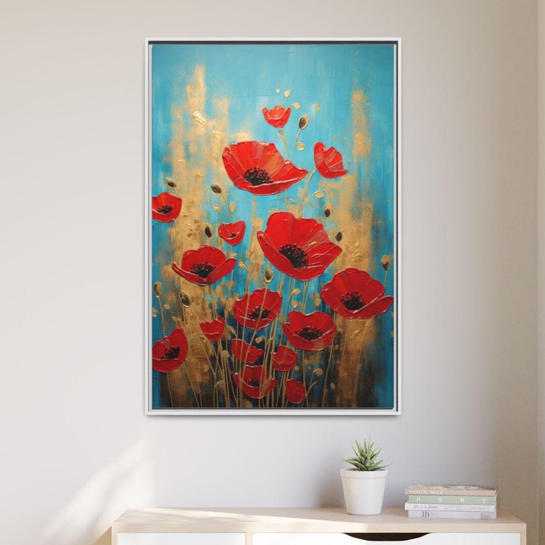 Red Poppies Canvas Art Print, Floral Landscape, Ready to Hang Gallery ...