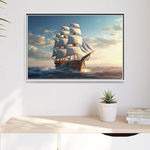 Vintage Sailing Ship Art Print, Sailing Ship At Sea Wall Art, Classic Sailing Ship, Seascape Canvas Art, Vintage Sailboat, Old Sailing Ship