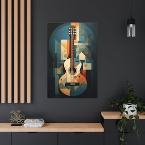 Abstract Guitar Canvas Print: Colorful Music Wall Art