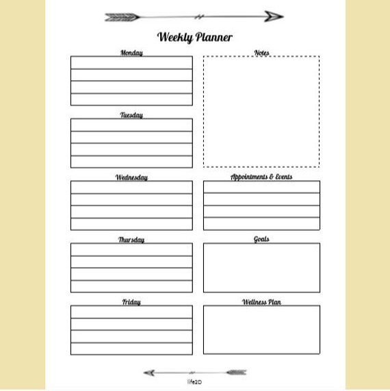 weekly planner week organizer weekly checklist to do list printable planner instant download week day planner