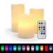 LED Flameless Flickering Candle Light, Realistic Ivory Warm White Wax Window Candles, Battery Operated - Set of 3, 12 Color Changing Remote 