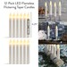 Halloween Set of 12 Warm White Flameless LED Taper Candles Mini Battery Operated Wax Dipped White Body - Batteries Not Included 