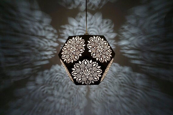 Mandala Powerful Sacred Geometry Symbol Dodecahedron Pendant Light Yoga Light Night Light Shadow Lamp Geometric Pendant Wood Lamp Phi