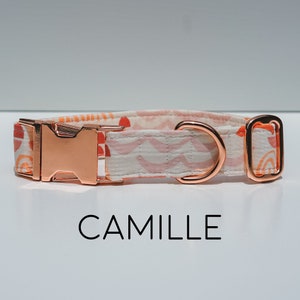 Camille Dog Collar - Geometric Doodle Pet Collar, Peach, Tan, Clay, Rose Gold, Blush, Modern, Made in the USA