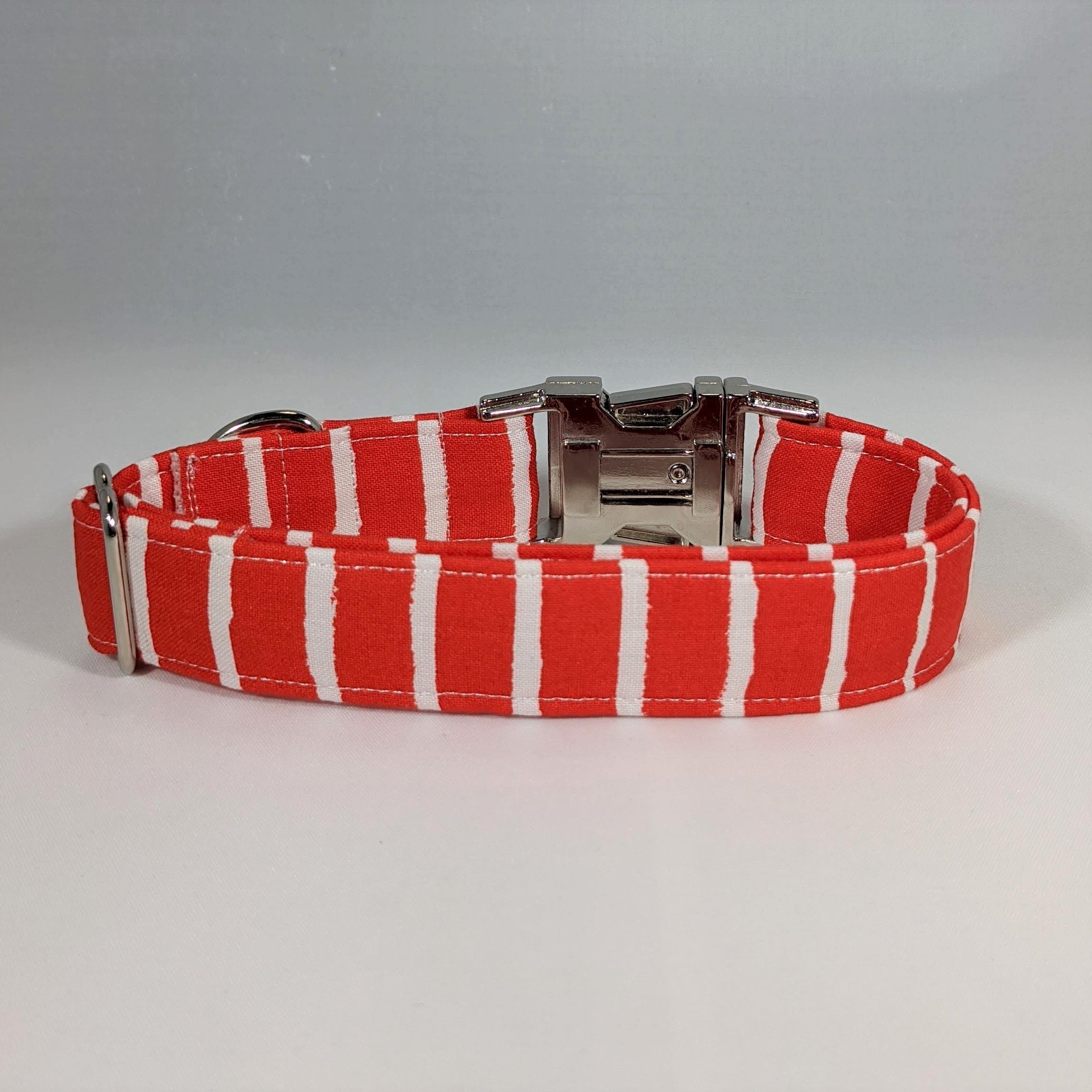 Red and White Striped Dog Collar Stripe Pet Collar Bright Etsy UK