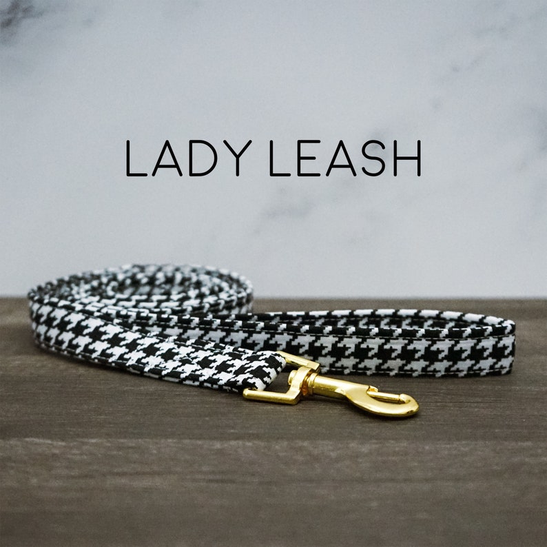 Lady Dog Leash - Modern Black and White Houndstooth Pet Lead, 6 Lady Dog Leash - Modern Black and White Houndstooth Pet Lead, 6