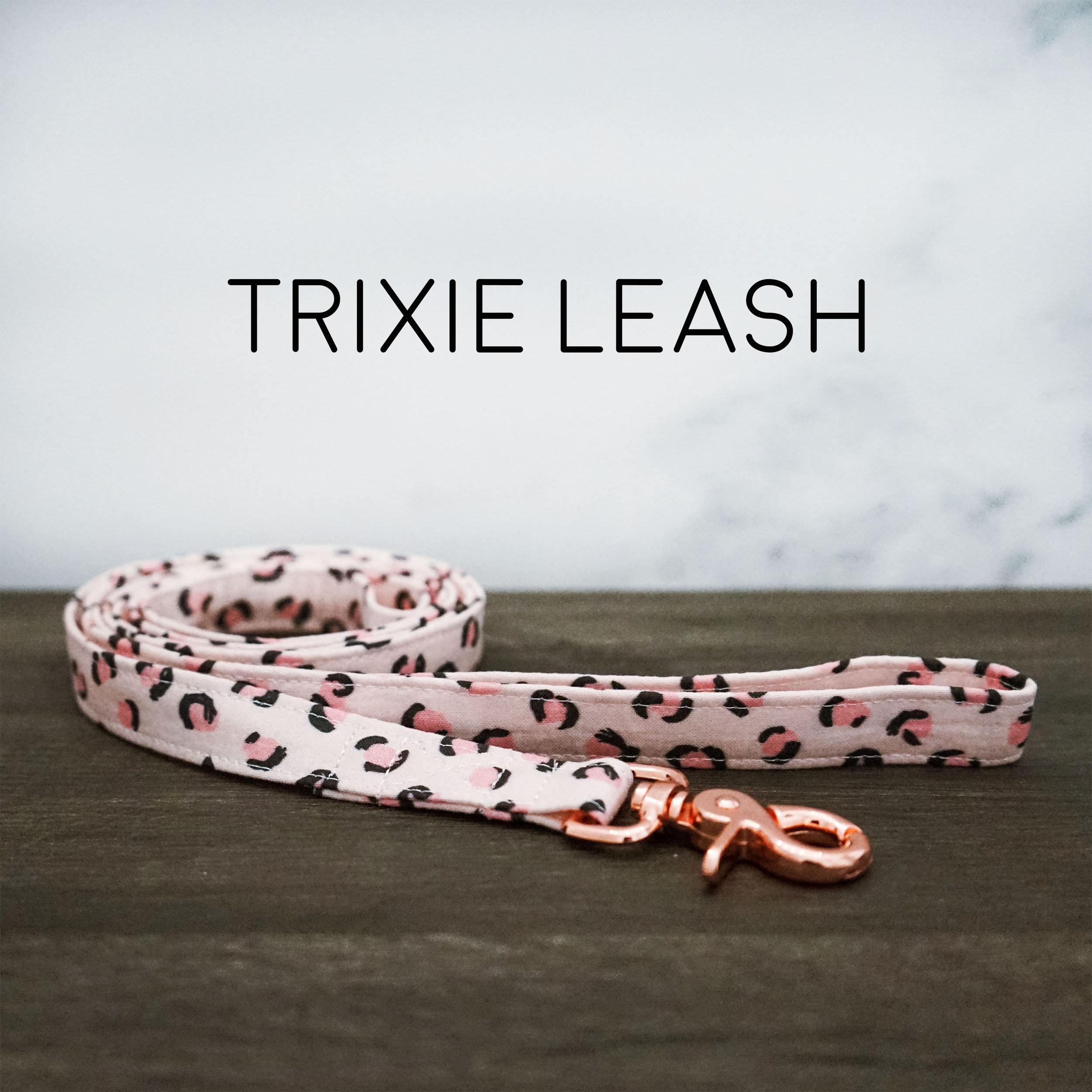 Trixie Leash - Pink Leopard Pet Lead, Light Pink, Black, Cheetah, Animal Print, Blush, Rose Gold, Made in the USA