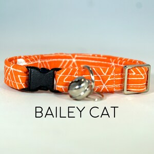Bailey Cat Collar, Orange, Geometric, Bright, Modern, Triangles, Made in the USA