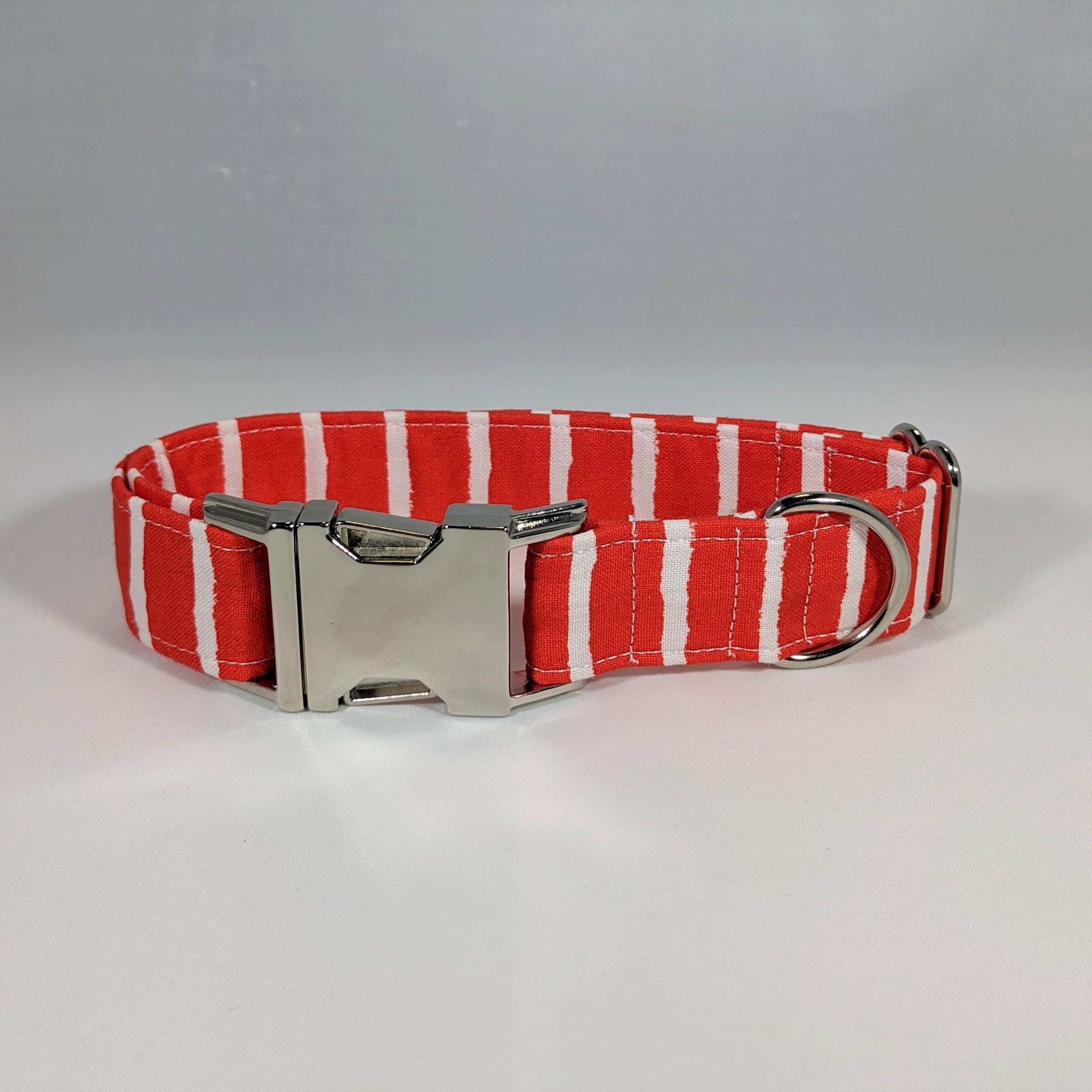 Red and White Striped Dog Collar Stripe Pet Collar Bright Etsy UK