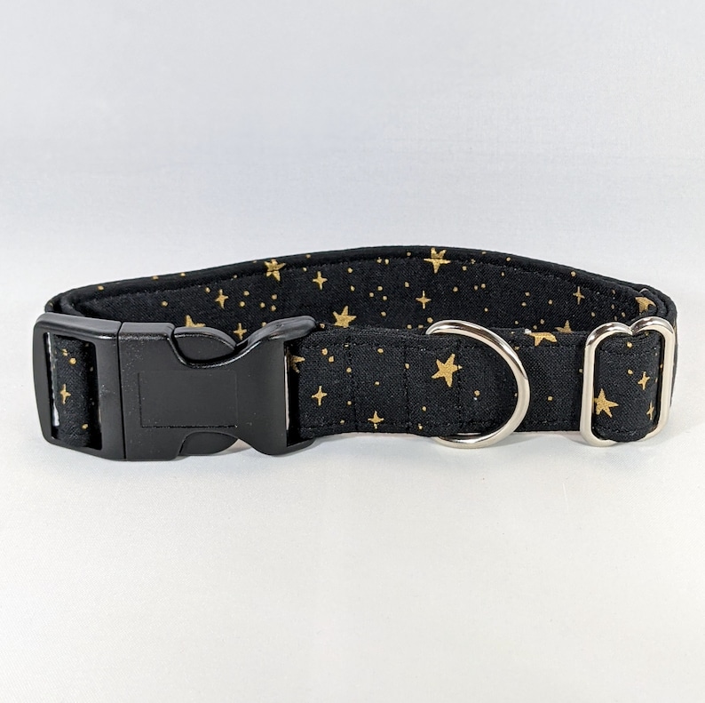 Leo Dog Collar Black and Gold Stars Pet Collar Metallic - Etsy UK