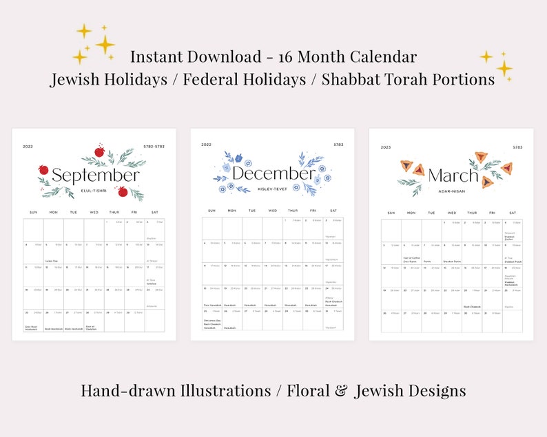 Printable Jewish Calendar 5783