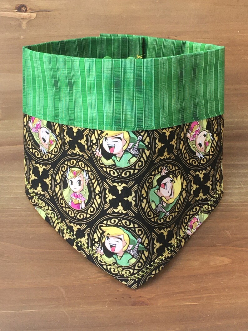 The Legend of Zelda Snap on Dog Bandana Toon Link and Zelda Pet Bandana