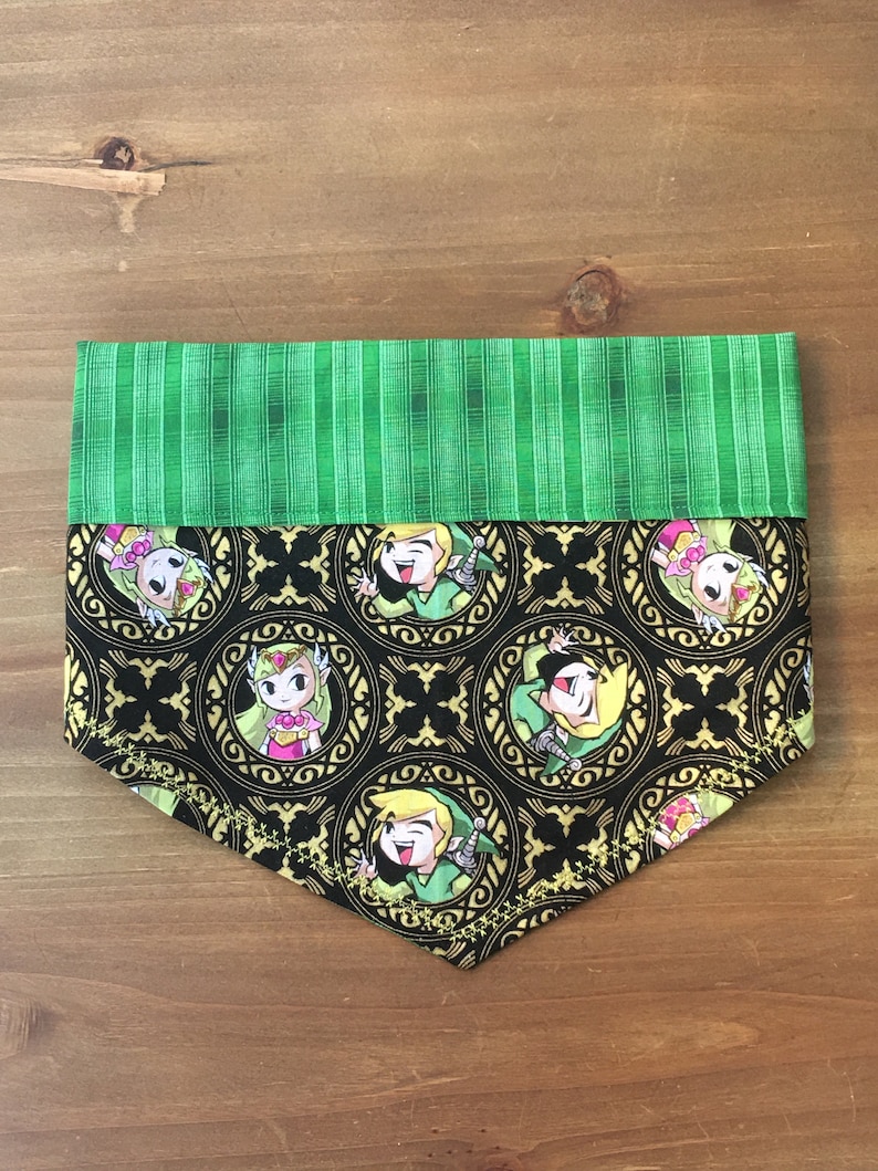 The Legend of Zelda Snap on Dog Bandana Toon Link and Zelda Pet Bandana