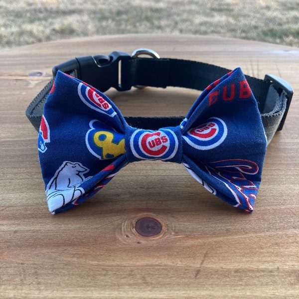 Chicago Cubs Dog Bow Tie, Cubs Pet Bow Tie, Chicago Cubs Bow Tie