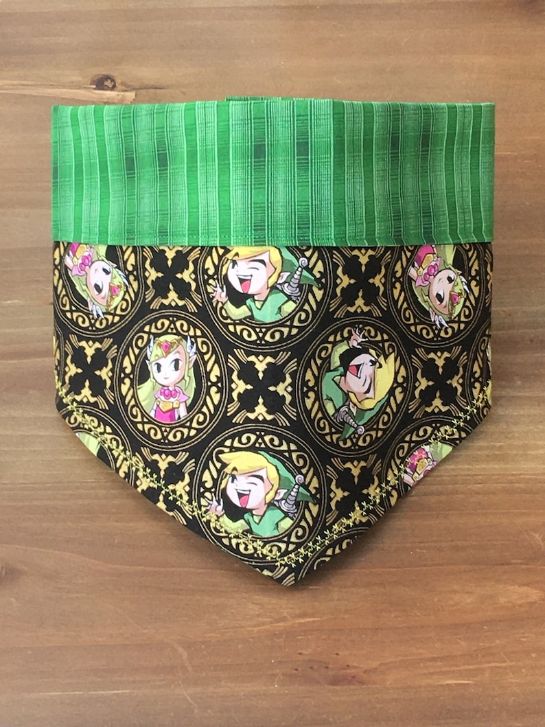 The Legend of Zelda Snap on Dog Bandana Toon Link and Zelda Pet Bandana